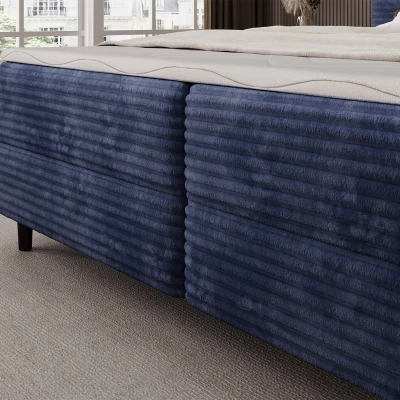 Kontinentales Bett mit Stauraum 160x200 CELINO - dunkelblau