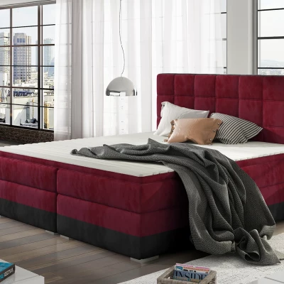 Boxspringbett 140x200 NORELLO - rot/schwarz