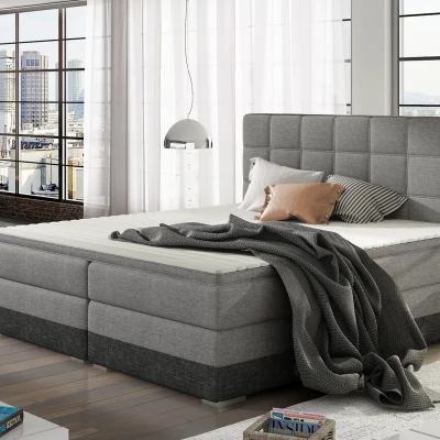 Boxspringbett 140x200 NORELLO - grau / dunkelgrau