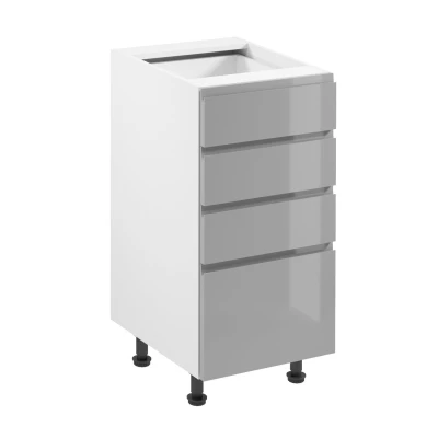 ARBOR Unterschrank mit Schubladen – Breite 40 cm, glänzend grau/weiß