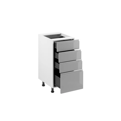 ARBOR Unterschrank mit Schubladen – Breite 40 cm, glänzend grau/weiß