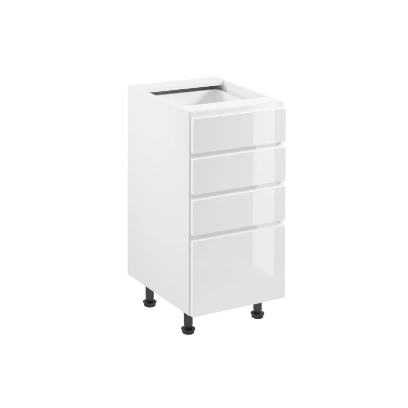 ARBOR Unterschrank mit Schubladen – Breite 40 cm, Hochglanzweiß / Weiß