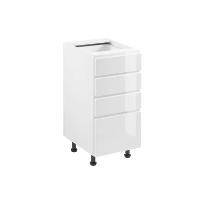 ARBOR Unterschrank mit Schubladen – Breite 40 cm, Hochglanzweiß / Weiß