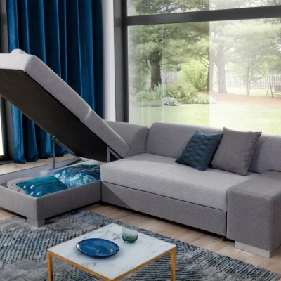 Wohnzimmersofa AMALTHEA – dunkelbeige/beiges Öko-Leder, linke Ecke