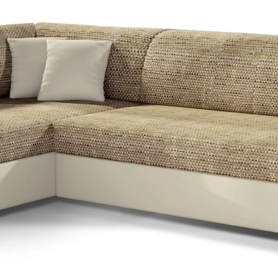 Wohnzimmersofa AMALTHEA – dunkelbeige/beiges Öko-Leder, linke Ecke