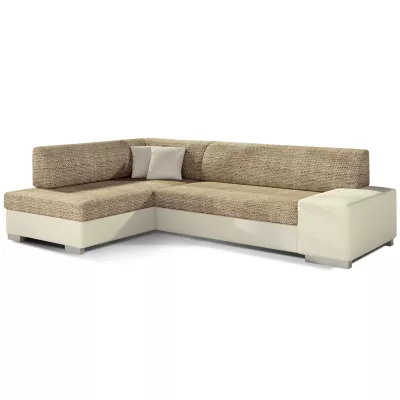 Wohnzimmersofa AMALTHEA – dunkelbeige/beiges Öko-Leder, linke Ecke