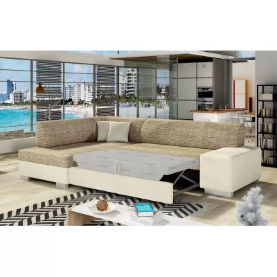 Wohnzimmersofa AMALTHEA – dunkelbeige/beiges Öko-Leder, linke Ecke
