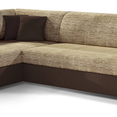 Wohnzimmersofa AMALTHEA – dunkelbeige/braunes Öko-Leder, linke Ecke