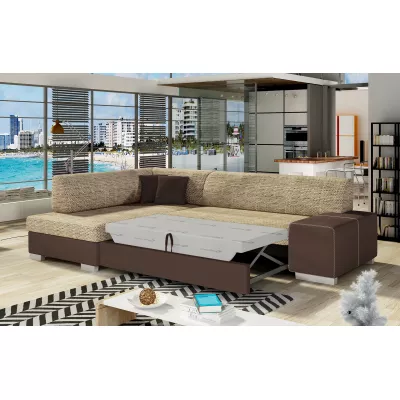 Wohnzimmersofa AMALTHEA – dunkelbeige/braunes Öko-Leder, linke Ecke