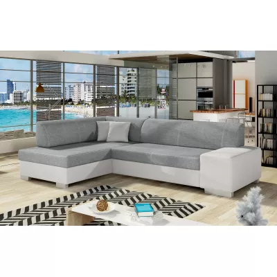 Wohnzimmersofa AMALTHEA – grau/weißes Kunstleder, linke Ecke
