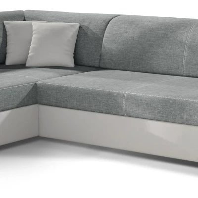 Wohnzimmersofa AMALTHEA – grau/weißes Kunstleder, linke Ecke