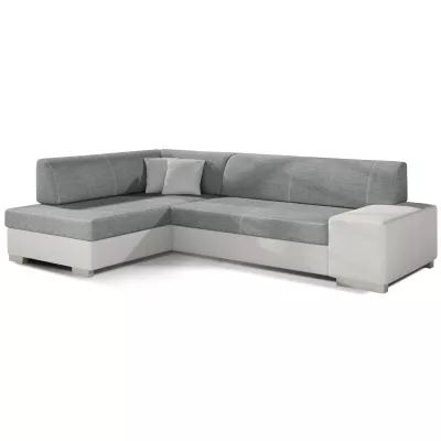 Wohnzimmersofa AMALTHEA – grau/weißes Kunstleder, linke Ecke