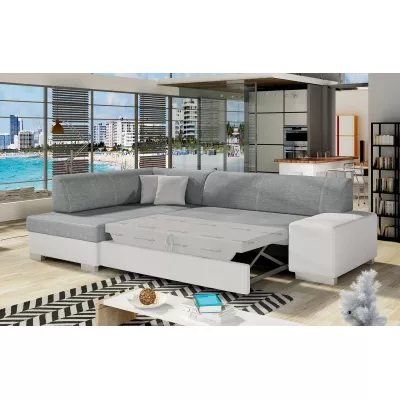 Wohnzimmersofa AMALTHEA – grau/weißes Kunstleder, linke Ecke
