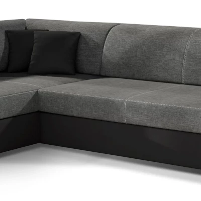 Wohnzimmersofa AMALTHEA – Esche/schwarzes Öko-Leder, linke Ecke