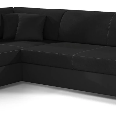Wohnzimmersofa AMALTHEA – schwarz / schwarzes Öko-Leder, linke Ecke