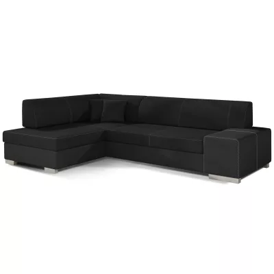 Wohnzimmersofa AMALTHEA – schwarz / schwarzes Öko-Leder, linke Ecke