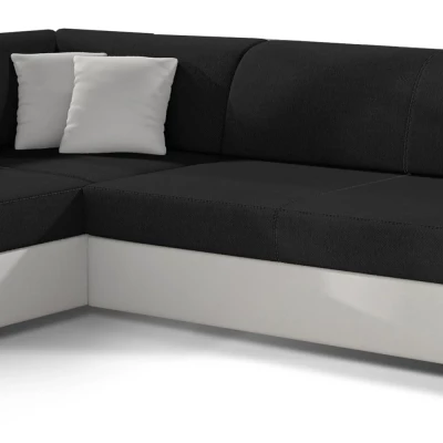 Wohnzimmersofa AMALTHEA – schwarz/weißes Kunstleder, linke Ecke