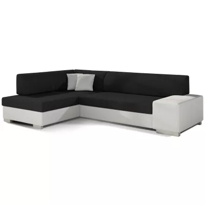 Wohnzimmersofa AMALTHEA – schwarz/weißes Kunstleder, linke Ecke