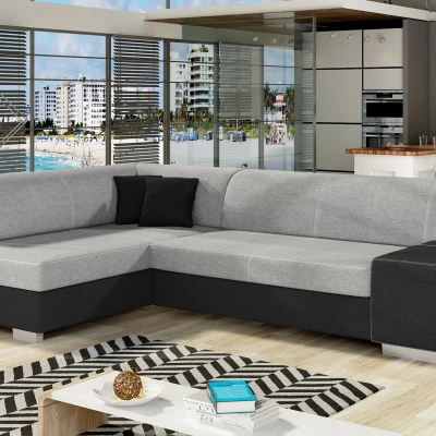 Wohnzimmersofa AMALTHEA – grau/schwarz, linke Ecke