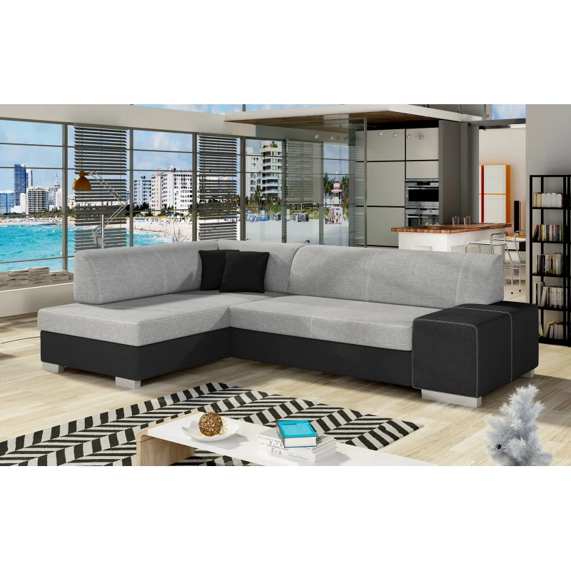 Wohnzimmersofa AMALTHEA – grau/schwarz, linke Ecke