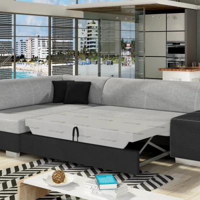 Wohnzimmersofa AMALTHEA – grau/schwarz, linke Ecke
