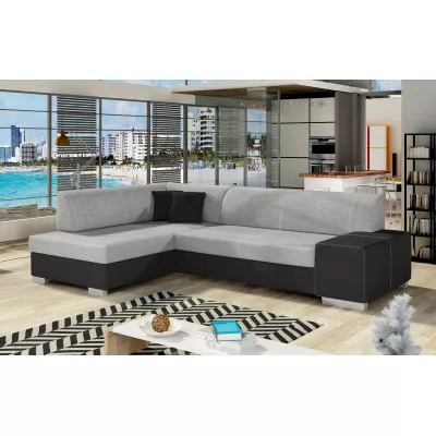 Wohnzimmersofa AMALTHEA – grau/schwarzes Kunstleder, linke Ecke