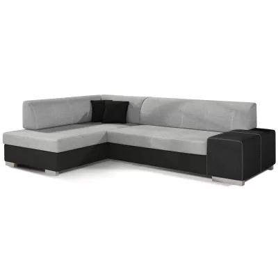 Wohnzimmersofa AMALTHEA – grau/schwarzes Kunstleder, linke Ecke
