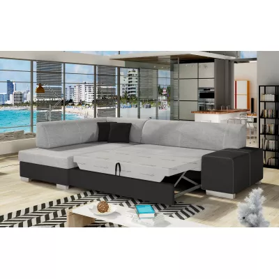 Wohnzimmersofa AMALTHEA – grau/schwarzes Kunstleder, linke Ecke
