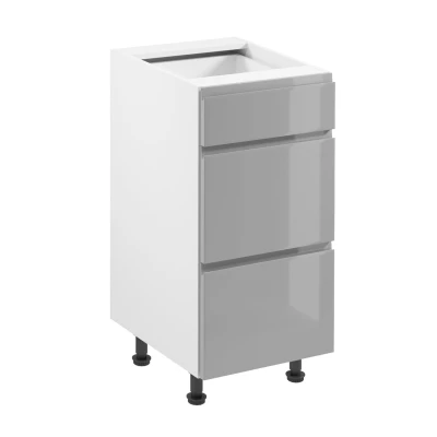 Küchenschrank mit Schubladen ARBOR – Breite 40 cm, glänzend grau/weiß