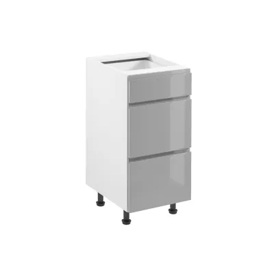 Küchenschrank mit Schubladen ARBOR – Breite 40 cm, glänzend grau/weiß
