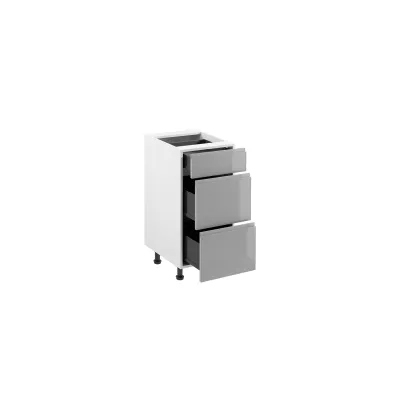 Küchenschrank mit Schubladen ARBOR – Breite 40 cm, glänzend grau/weiß