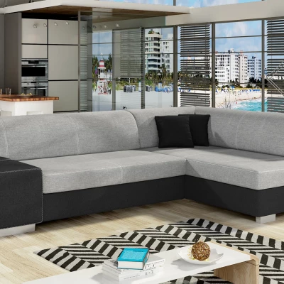 Wohnzimmersofa AMALTHEA – grau/schwarz, rechte Ecke