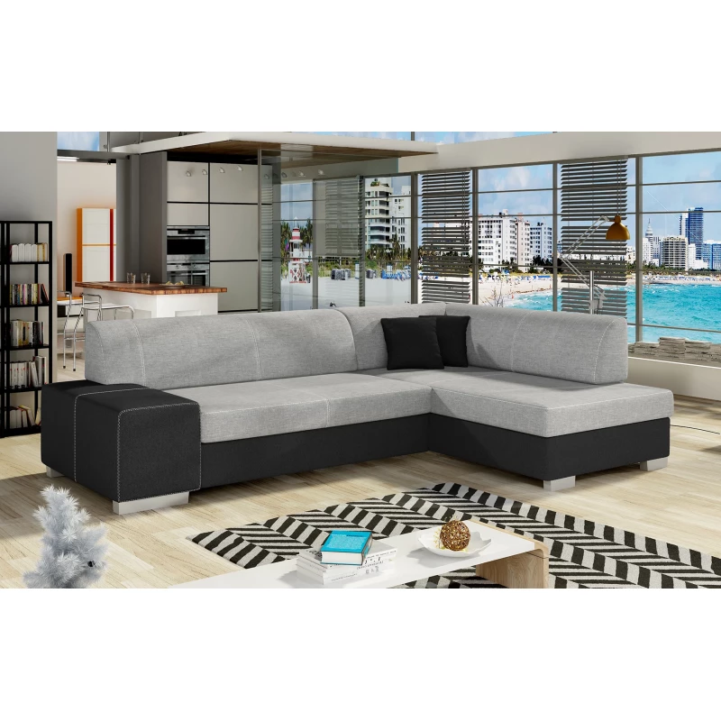 Wohnzimmersofa AMALTHEA – grau/schwarz, rechte Ecke