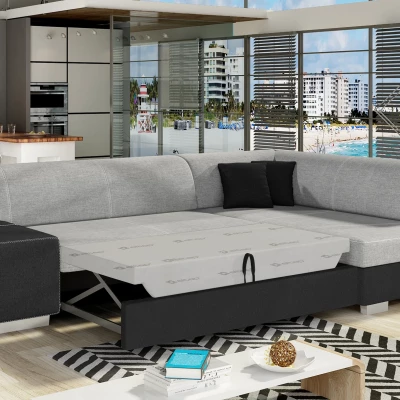 Wohnzimmersofa AMALTHEA – grau/schwarz, rechte Ecke
