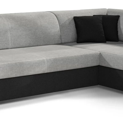 Wohnzimmersofa AMALTHEA – grau/schwarzes Kunstleder, rechte Ecke