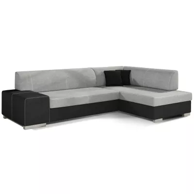 Wohnzimmersofa AMALTHEA – grau/schwarzes Kunstleder, rechte Ecke