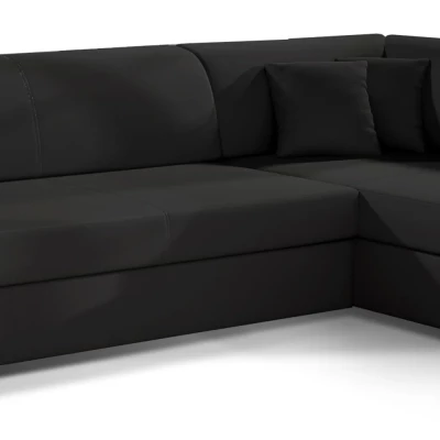 Wohnzimmersofa AMALTHEA – schwarzes Öko-Leder, rechte Ecke