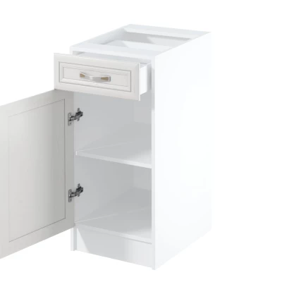 SILVARA Unterschrank mit Schublade – Breite 40 cm, Kiefer Andersen / Weiß, linke Ausführung