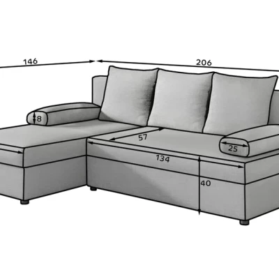 Klappbares Ecksofa BLAISE - Anthrazit