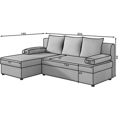 Klappbares Ecksofa BLAISE - Anthrazit