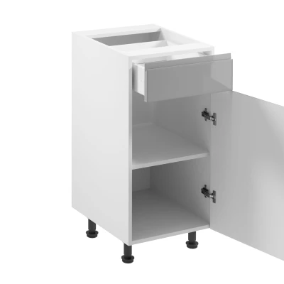ARBOR Unterschrank mit Schublade – Breite 40 cm, glänzend grau/weiß, rechte Ausführung