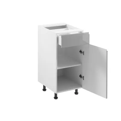 ARBOR Unterschrank mit Schublade – Breite 40 cm, glänzend grau/weiß, rechte Ausführung