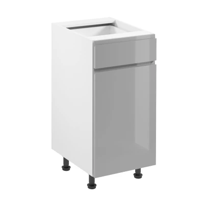 ARBOR Unterschrank mit Schublade – Breite 40 cm, glänzend grau/weiß, linke Ausführung