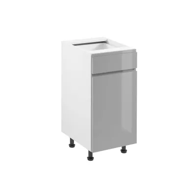 ARBOR Unterschrank mit Schublade – Breite 40 cm, glänzend grau/weiß, linke Ausführung