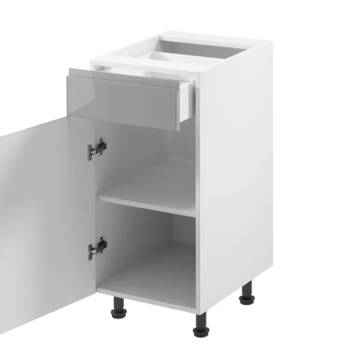 ARBOR Unterschrank mit Schublade – Breite 40 cm, glänzend grau/weiß, linke Ausführung