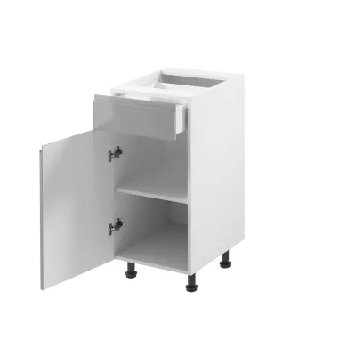 ARBOR Unterschrank mit Schublade – Breite 40 cm, glänzend grau/weiß, linke Ausführung