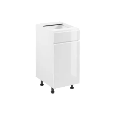ARBOR Unterschrank mit Schublade – Breite 40 cm, Hochglanzweiß/Weiß, rechte Ausführung