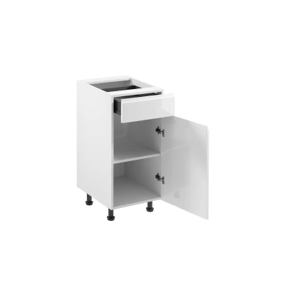 ARBOR Unterschrank mit Schublade – Breite 40 cm, Hochglanzweiß/Weiß, rechte Ausführung