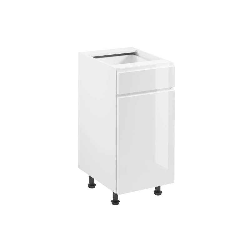ARBOR Unterschrank mit Schublade – Breite 40 cm, Hochglanzweiß/Weiß, linke Ausführung