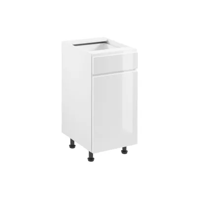 ARBOR Unterschrank mit Schublade – Breite 40 cm, Hochglanzweiß/Weiß, linke Ausführung